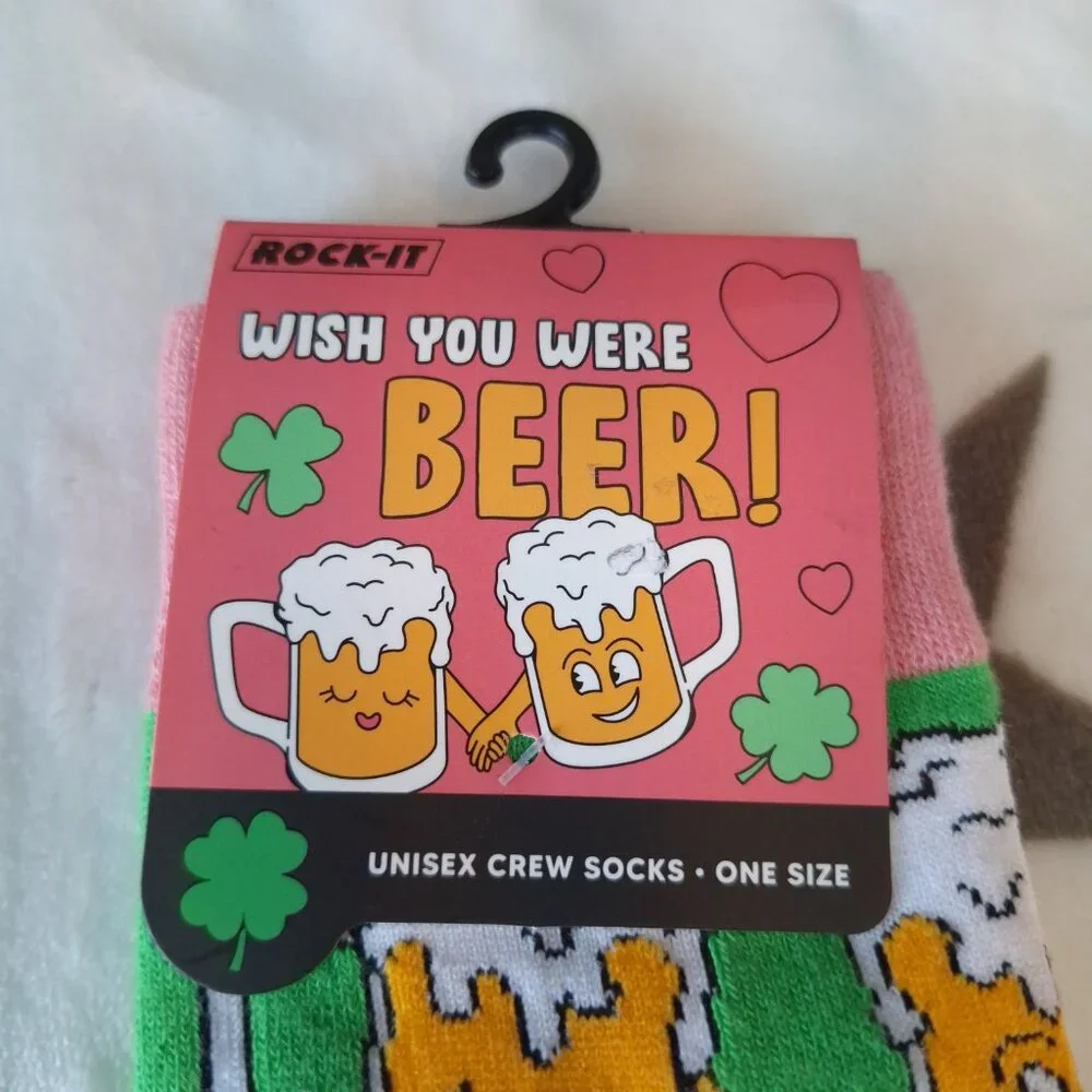 Novelty Wish You Were Beer Unisex Socks Funny Cute‎ Partner Spouse Gift Love